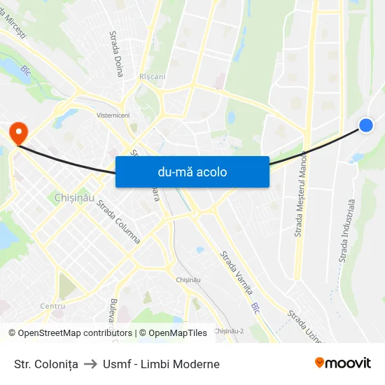 Harta de Str. Colonița către Usmf - Limbi Moderne