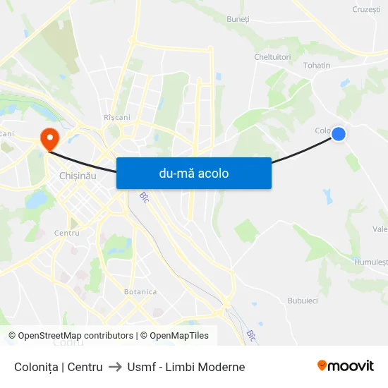 Harta de Colonița | Centru către Usmf - Limbi Moderne