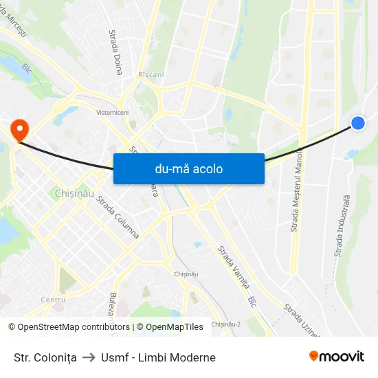 Harta de Str. Colonița către Usmf - Limbi Moderne