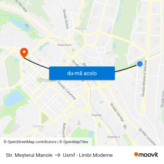 Harta de Str. Meșterul Manole către Usmf - Limbi Moderne