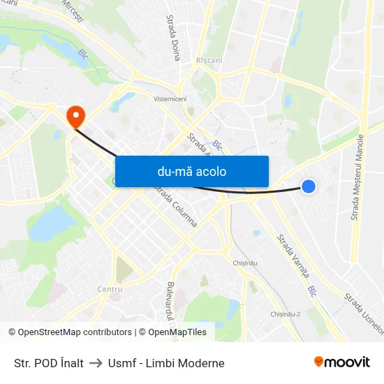 Harta de Str. POD Înalt către Usmf - Limbi Moderne