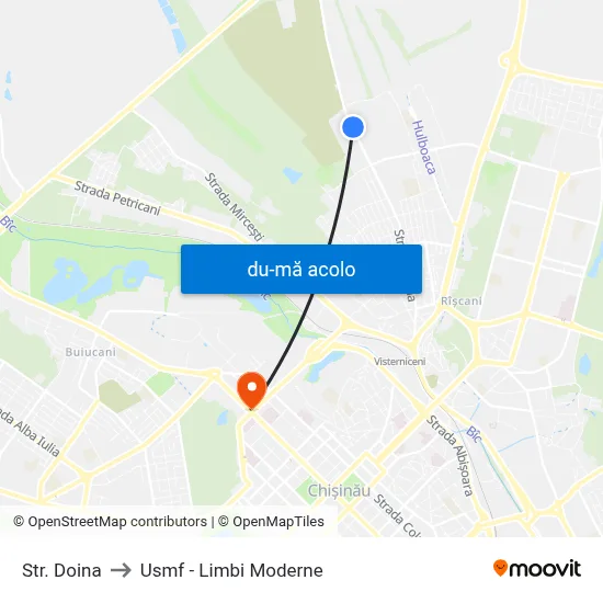 Harta de Str. Doina către Usmf - Limbi Moderne