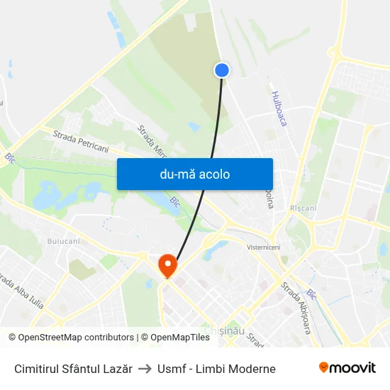 Harta de Cimitirul Sfântul Lazăr către Usmf - Limbi Moderne