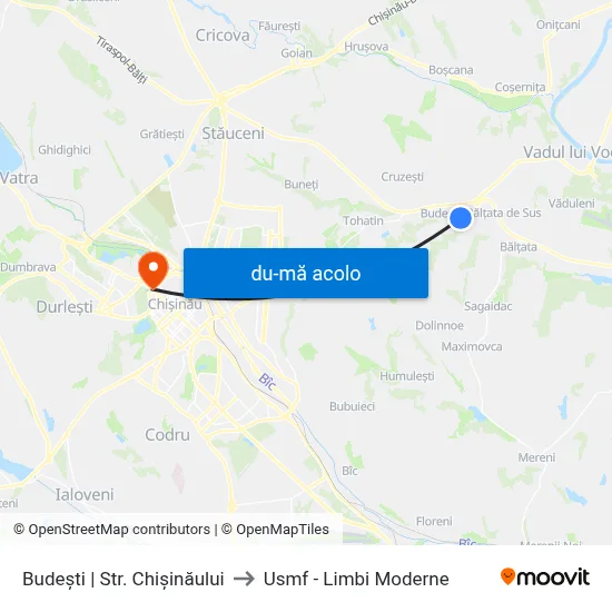 Harta de Budești | Str. Chișinăului către Usmf - Limbi Moderne