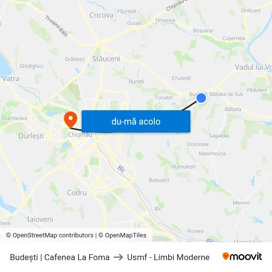 Harta de Budești | Cafenea La Foma către Usmf - Limbi Moderne