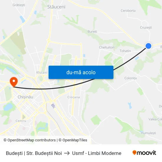 Harta de Budești | Str. Budeștii Noi către Usmf - Limbi Moderne