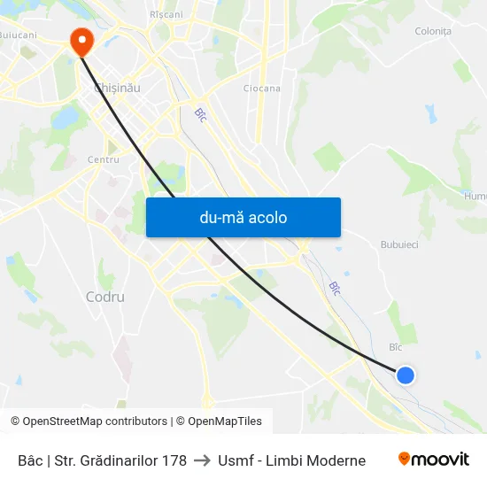 Harta de Bâc | Str. Grădinarilor 178 către Usmf - Limbi Moderne