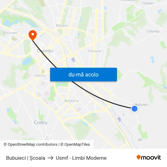 Harta de Bubuieci | Școala către Usmf - Limbi Moderne