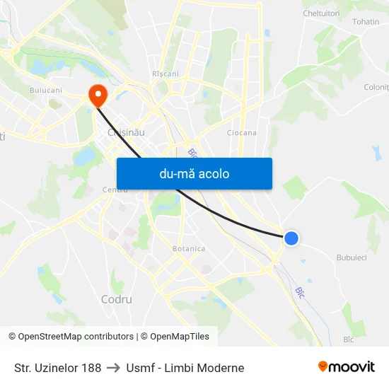 Harta de Str. Uzinelor 188 către Usmf - Limbi Moderne