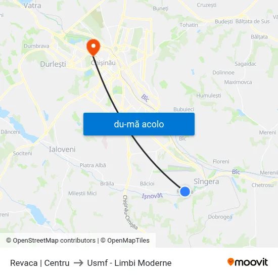 Harta de Revaca | Centru către Usmf - Limbi Moderne