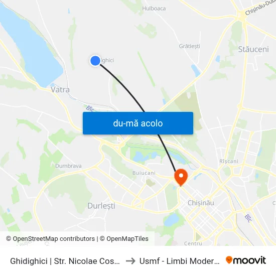 Harta de Ghidighici | Str. Nicolae Costin către Usmf - Limbi Moderne