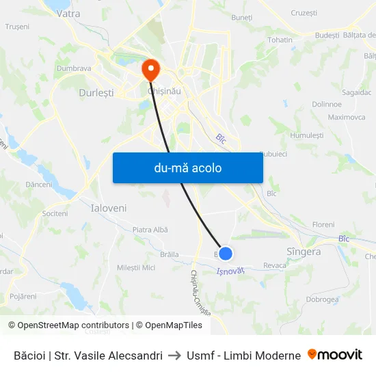 Harta de Băcioi | Str. Vasile Alecsandri către Usmf - Limbi Moderne