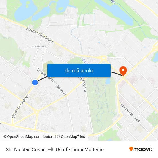 Harta de Str. Nicolae Costin către Usmf - Limbi Moderne