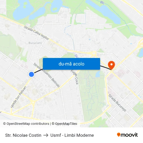 Harta de Str. Nicolae Costin către Usmf - Limbi Moderne