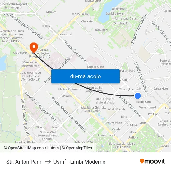 Harta de Str. Anton Pann către Usmf - Limbi Moderne