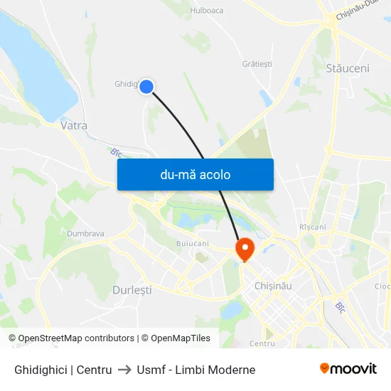 Harta de Ghidighici | Centru către Usmf - Limbi Moderne