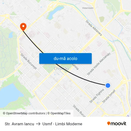 Harta de Str. Avram Iancu către Usmf - Limbi Moderne