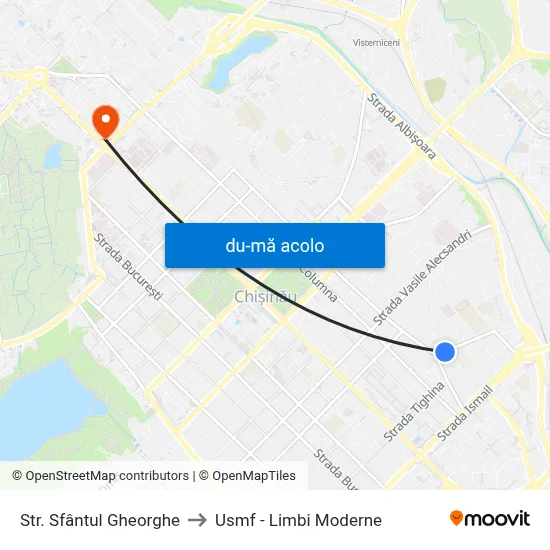 Harta de Str. Sfântul Gheorghe către Usmf - Limbi Moderne