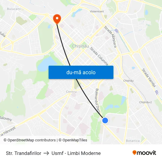 Harta de Str. Trandafirilor către Usmf - Limbi Moderne