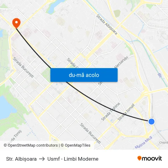 Harta de Str. Albișoara către Usmf - Limbi Moderne
