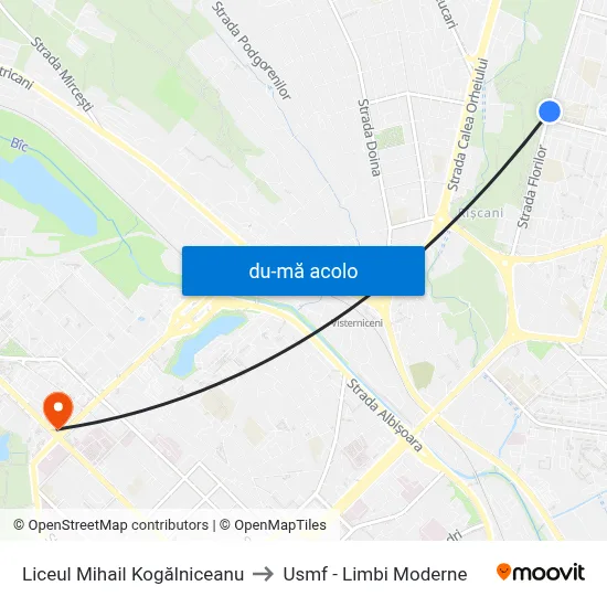 Harta de Liceul Mihail Kogălniceanu către Usmf - Limbi Moderne