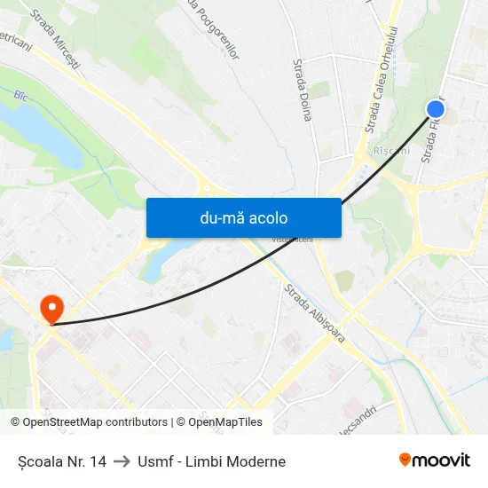Harta de Școala Nr. 14 către Usmf - Limbi Moderne