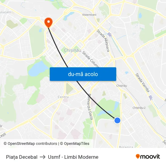 Harta de Piața Decebal către Usmf - Limbi Moderne