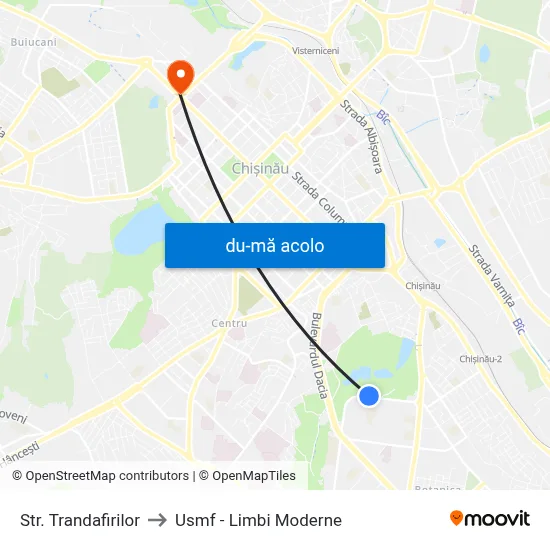 Harta de Str. Trandafirilor către Usmf - Limbi Moderne