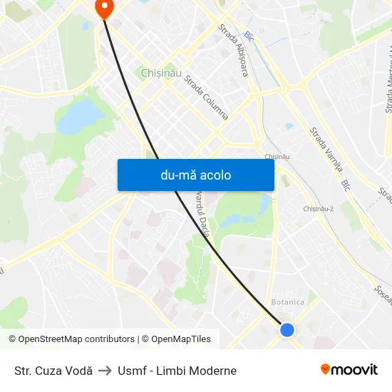 Harta de Str. Cuza Vodă către Usmf - Limbi Moderne