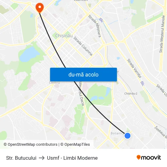 Harta de Str. Butucului către Usmf - Limbi Moderne