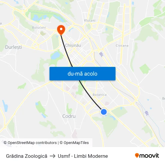 Harta de Grădina Zoologică către Usmf - Limbi Moderne