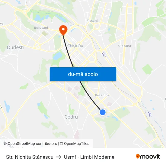 Harta de Str. Nichita Stănescu către Usmf - Limbi Moderne