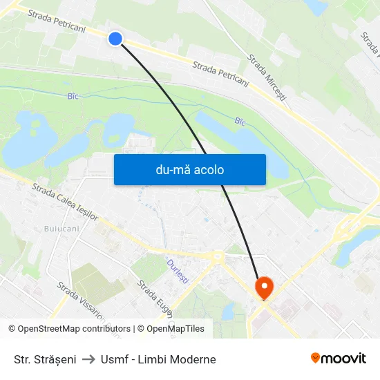 Harta de Str. Strășeni către Usmf - Limbi Moderne