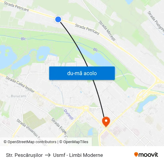Harta de Str. Pescărușilor către Usmf - Limbi Moderne