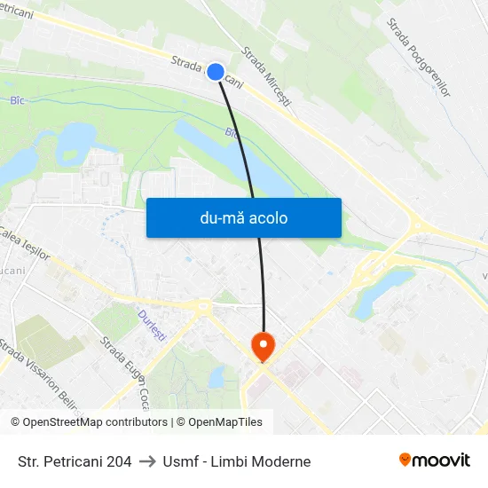 Harta de Str. Petricani 204 către Usmf - Limbi Moderne