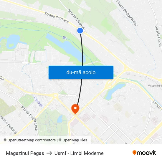 Harta de Magazinul Pegas către Usmf - Limbi Moderne
