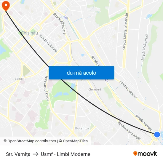 Harta de Str. Varnița către Usmf - Limbi Moderne