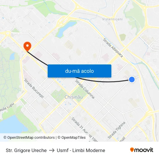 Harta de Str. Grigore Ureche către Usmf - Limbi Moderne