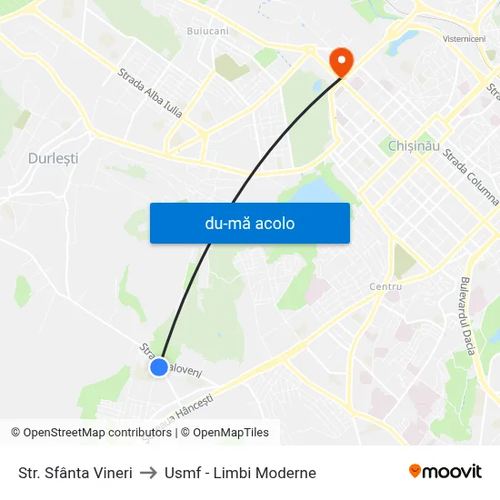 Harta de Str. Sfânta Vineri către Usmf - Limbi Moderne