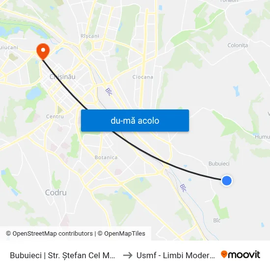 Harta de Bubuieci | Str. Ștefan Cel Mare către Usmf - Limbi Moderne
