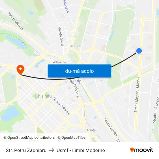 Harta de Str. Petru Zadnipru către Usmf - Limbi Moderne