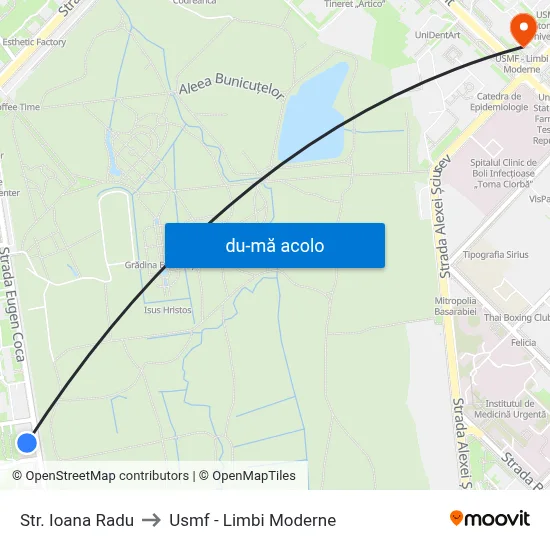 Harta de Str. Ioana Radu către Usmf - Limbi Moderne