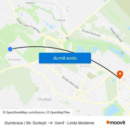 Harta de Dumbrava | Str. Durlești către Usmf - Limbi Moderne