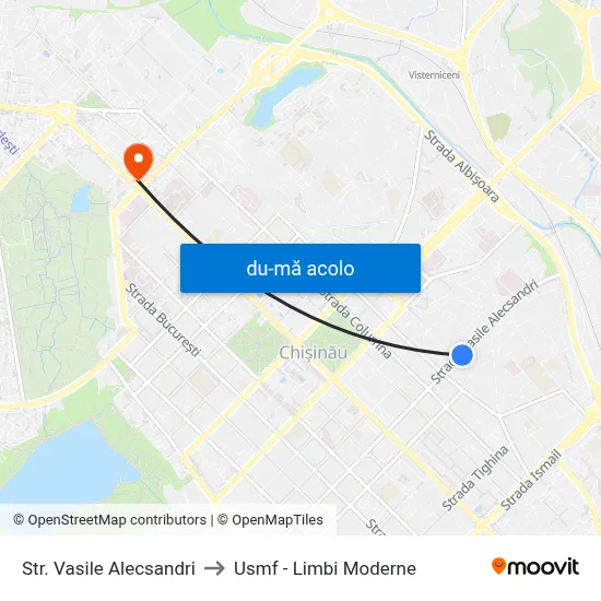 Harta de Str. Vasile Alecsandri către Usmf - Limbi Moderne