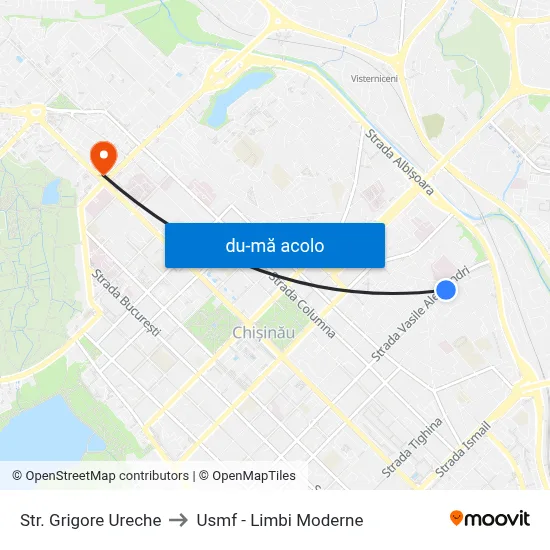 Harta de Str. Grigore Ureche către Usmf - Limbi Moderne