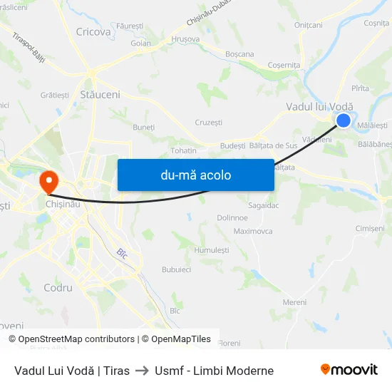 Harta de Vadul Lui Vodă | Tiras către Usmf - Limbi Moderne