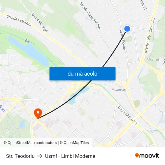 Harta de Str. Teodoriu către Usmf - Limbi Moderne