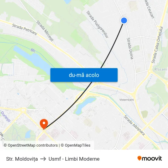 Harta de Str. Moldovița către Usmf - Limbi Moderne