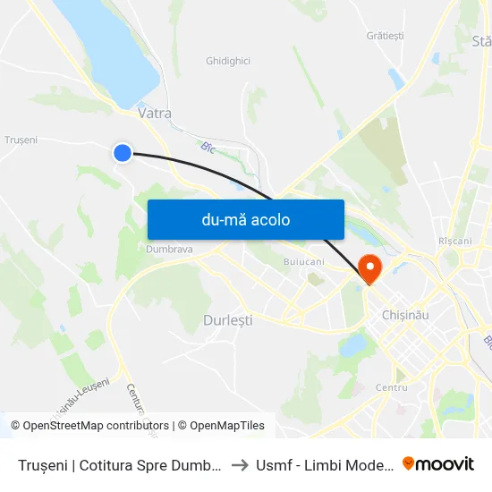 Harta de Trușeni | Cotitura Spre Dumbrava către Usmf - Limbi Moderne