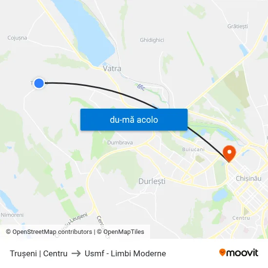 Harta de Trușeni | Centru către Usmf - Limbi Moderne